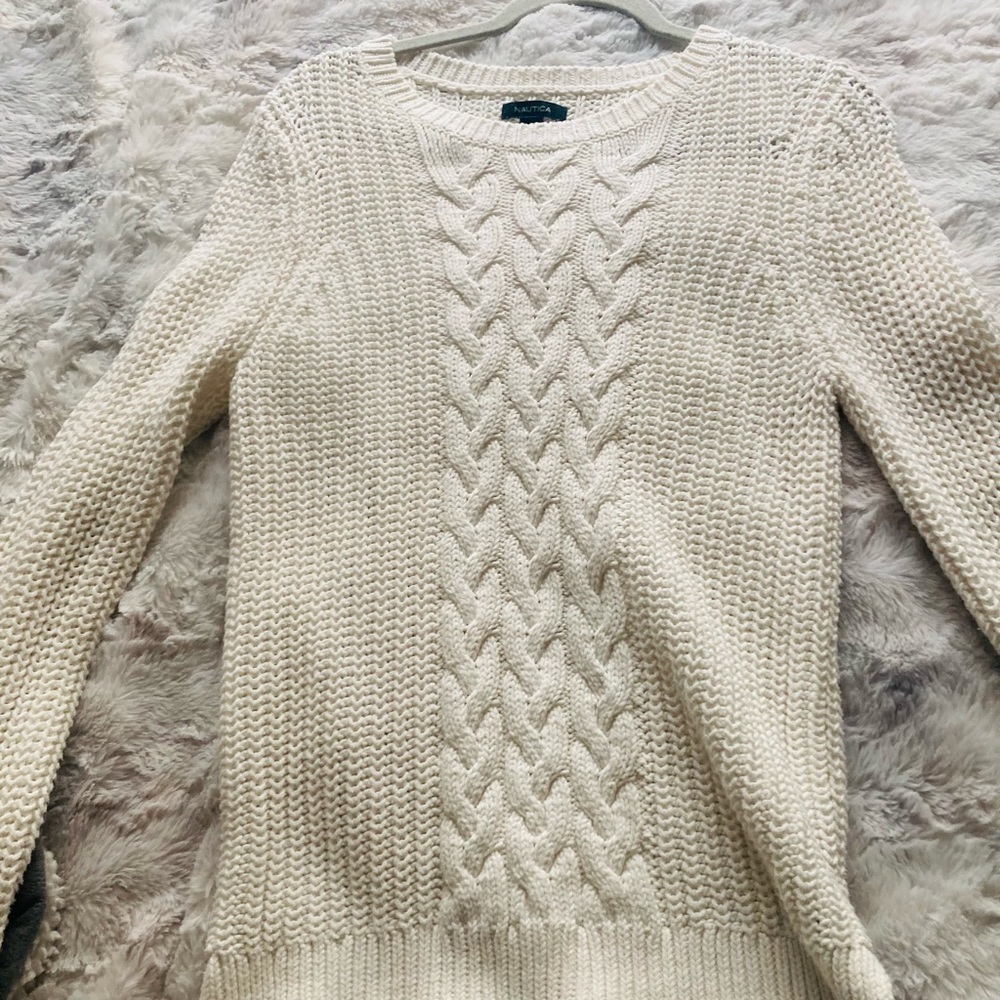 White Nautica sweater